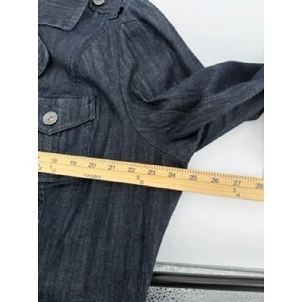 Calvin Klein Jeans Womens Jacket 2X Blue Denim‎ Belted Button Down Collared